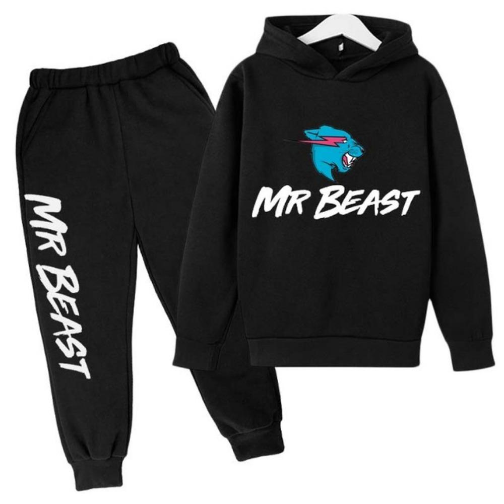 Kinder Jungen Lässig Langarm Kapuzenpullover Pullover Sweatshirt Trainingsanzug Jogginghose Unisex Trainingsanzug Set 160