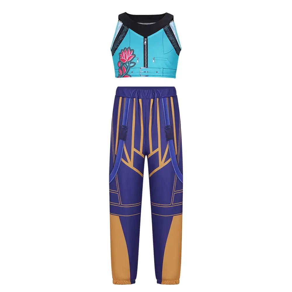 Kinder Kpop Dämonenjäger Rumi Zoey Mira Cosplay Huntrix Kostüm für Mädchen Kleidung Gruppe Idol Rollenspiel Halloween Karneval Anzug 140