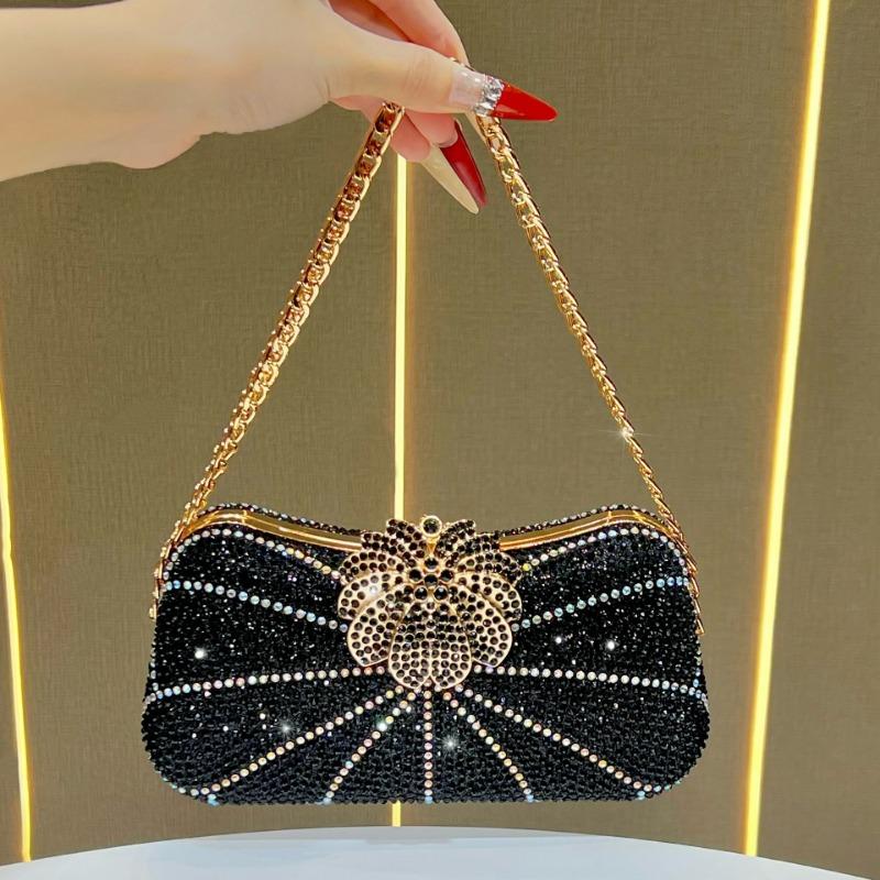 Abendtasche, Luxuriöse Handtasche, Modische Bankett-Clutch für Damen, Abendkleid, Crossbody-Tasche schwarz