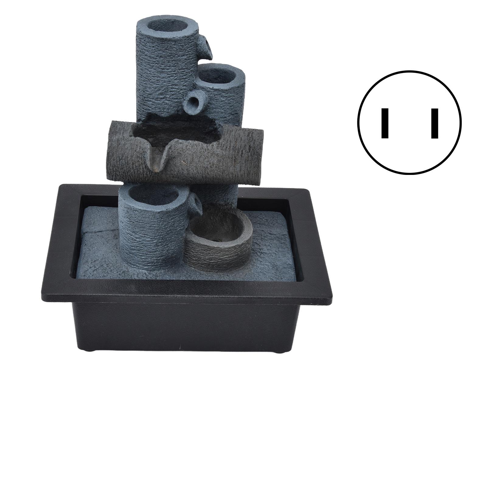 Zimmerbrunnen mit LED-Lichtern Tischbrunnen aus Kunstharz mit gestapelten Steinen Wasserfall für Zuhause