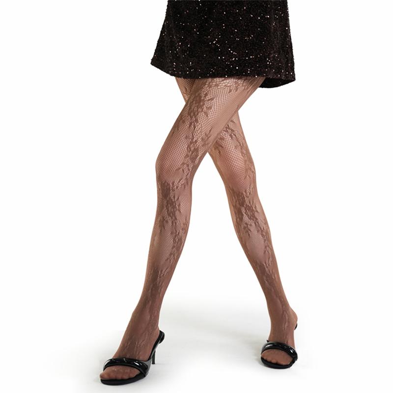 Y2k Lolita Spitze Flora Strumpfhose Damen Sexy Oberschenkelhohe Strümpfe Strumpfhose Lingerie Strumpfwaren Netzstrümpfe Damen Strumpfhose M braun