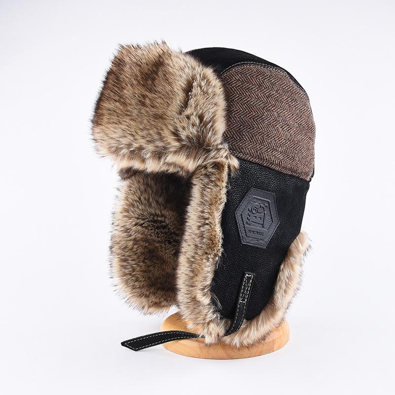 Thunderbolt Mütze Herren und Damen Winter Gepolstert Verdickt Ohrenschutz Mütze Radfahren Outdoor Ski Ins Warm Kalt Baumwollmütze XL（60-62cm）