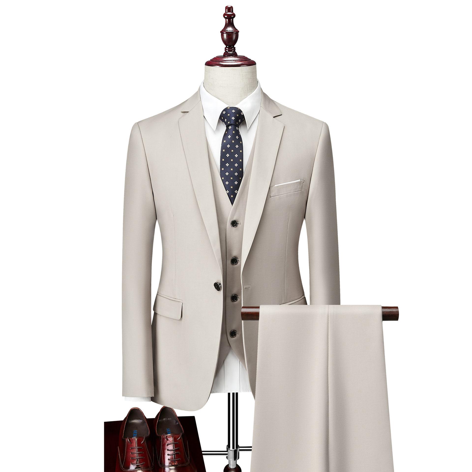 XS-6XL ( Jacke + Hose ) High-End Marke Formeller Business Herrenanzug Zweiteilig Bräutigam Hochzeitskleidung Einfarbiger Anzug XXXXXL apricot