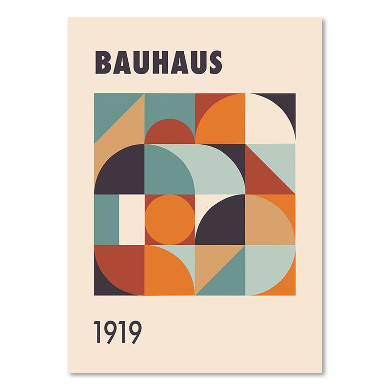 Abstrakte Bauhaus-Geometrie-Poster, moderne 1919 Mid-Century-Leinwandgemälde, Wandkunst, Bilder, Drucke für Wohnzimmer, Heimdekoration 21x30cm No Framed