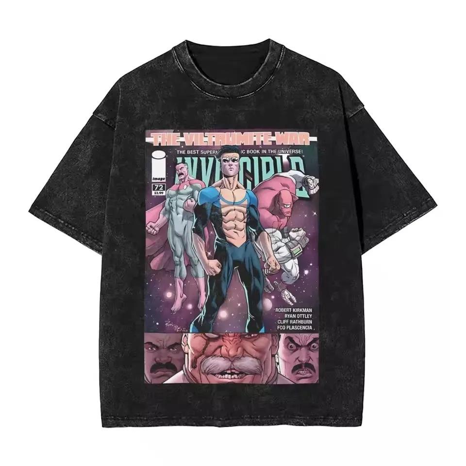 Retro Unbesiegbar Cartoon Comic Gewaschen Neuankunft Herren Damen Kleidung T-Shirt Homme Grafik-T-Shirts Herren Damen T-Shirt für Herren Damen Ropa L navy blau