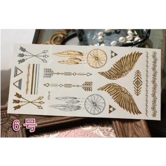 1PC Sommer Stil Männer Frauen Körper Kunst Gold Metallic Tattoo Aufkleber Kette Armband Gefälschte Schmuck Wasserdicht Temporäre Tattoo