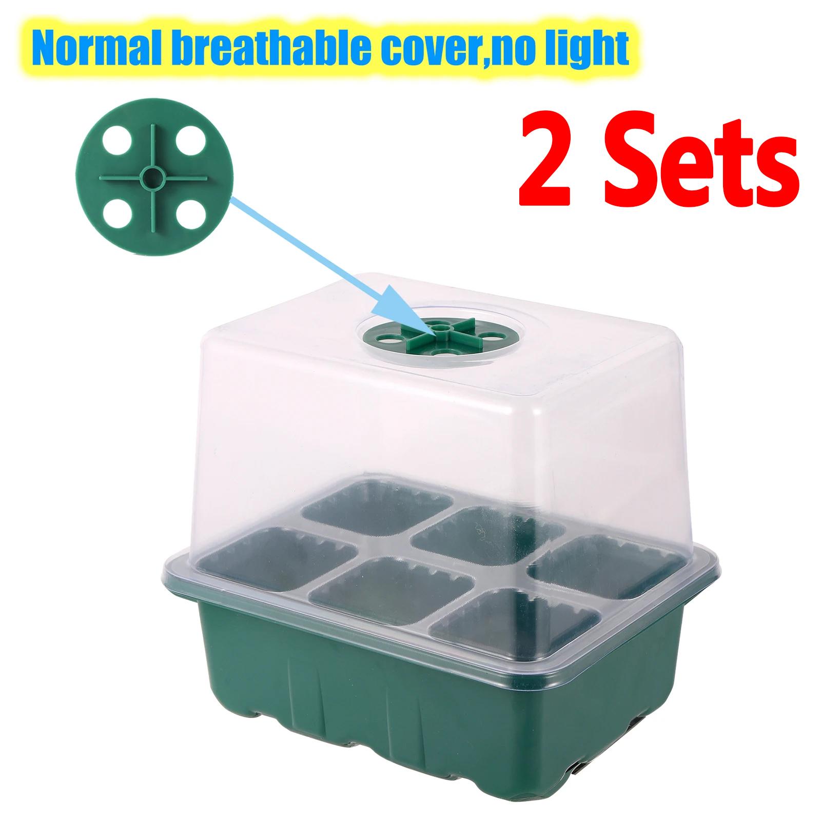 Pflanzkasten mit höherer Abdeckung und Wachstumslicht, 6/12-Zellen-LED-Vollspektrum-Setzling, Sukkulenten-Blumenpflanztopf