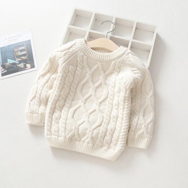 Herbst Winter Kinder Baby Jungen Mädchen Pullover Cartoon Wolle Pullover Kleinkind Kinder Warme Pullover Mantel Strickjacke Verdicken Oberbekleidung 120cm weiß