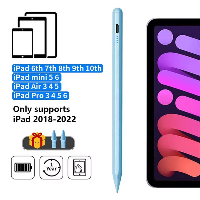 Stylus-Stift für Apple Pencil mit LED-Betriebsanzeige, Palm Rejection Touch Pencil für 2022 2021 2020 2019 iPad Pencil blau