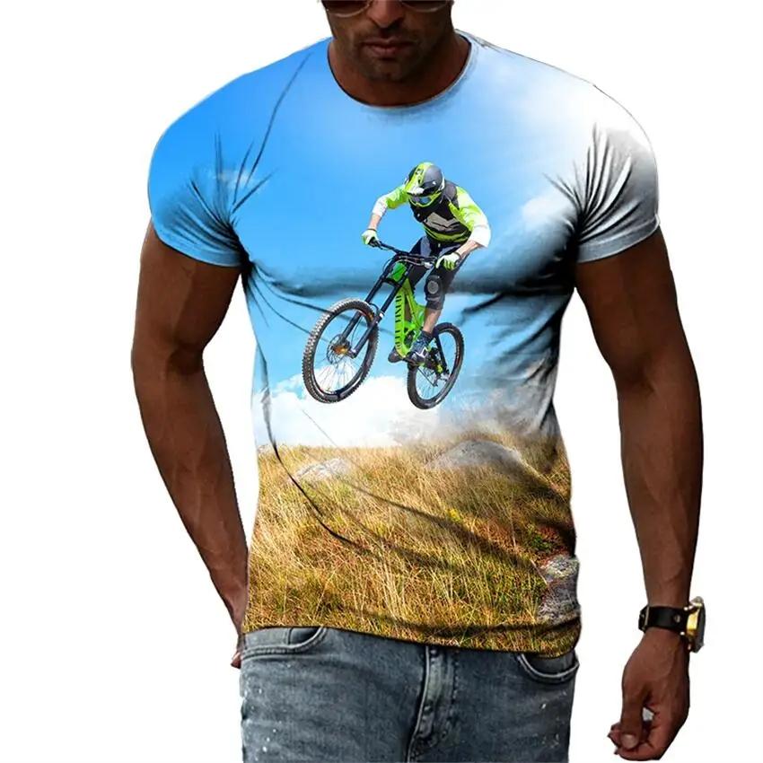 Neuer Trend Sommermode Fahrrad Herren T-Shirt Lässiges Print T-Shirt Hip Hop Personalisiert Rundhals Kurz Großes Oberteil M