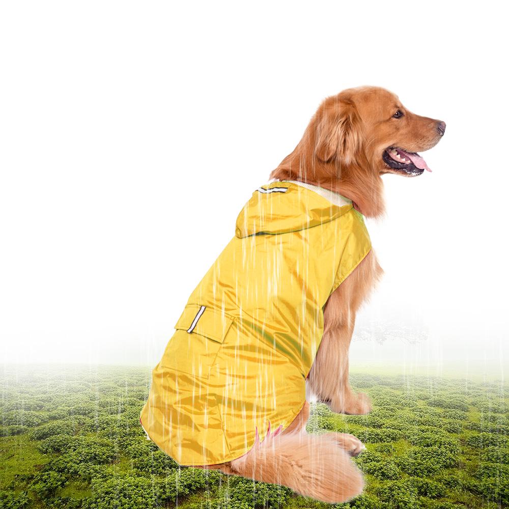 6XL Reflektierender Regenmantel für Hunde, Regenmantel, Regenbekleidung mit Loch für die Leine, für mittelgroße und große Hunde yellow 6XL gelb