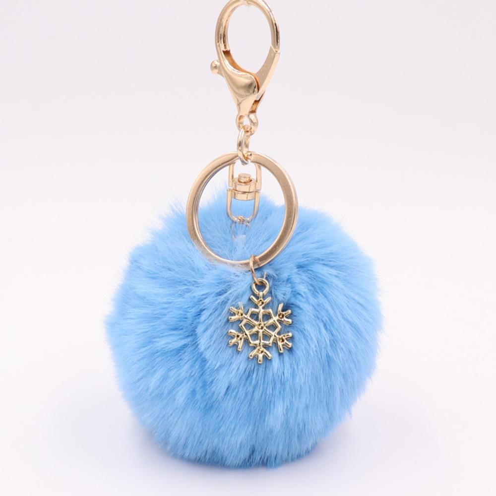 Schultaschen Flauschiger Fellball Schlüsselanhänger Schneeflocke 21 Farben Pompom Anhänger Tasche Anhänger Anhänger Plüschball Schlüsselring Damen Mädchen himmelblaue