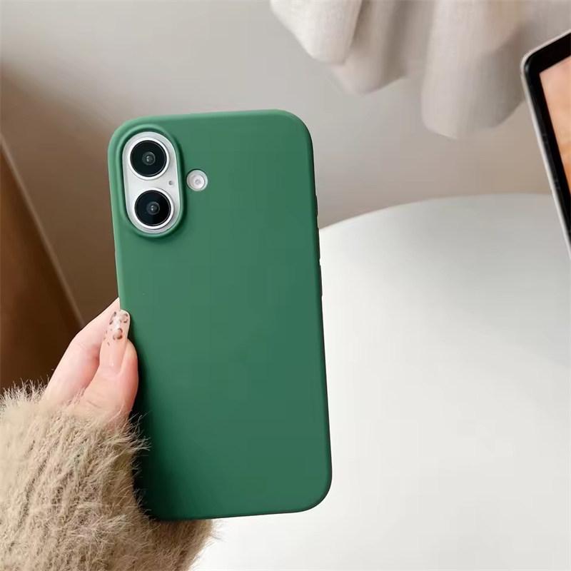Luxus Flüssigsilikonhülle Für iPhone17 16 15 14 13 12 11Pro Max Plus XS XR Mini 7/8 SE 16E Handyhüllen Für iPhone Vollschutzhülle iPhone XS Max dunkelgrüne