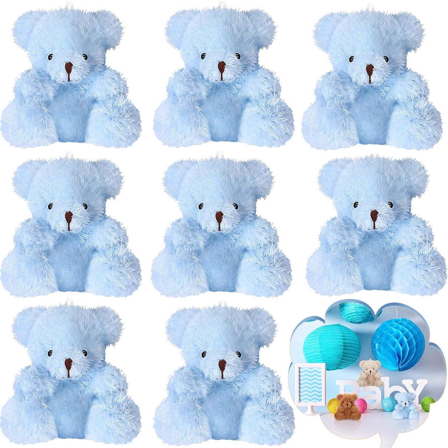 12-4s Mini-Plüschbären 4 Zoll Kleiner Bär Stofftier Spielzeug Winziger Flauschiger Bär Weicher Bär Plüschtier für Geburtstagsfeier Giveaways 48 PCS blau