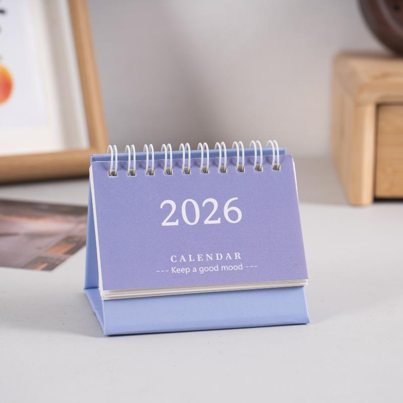 2026 Schlichter Stil Englisch Mini Tischkalender Desktop-Display Einfarbig Tragbar Kleiner Tischkalender Desktop-Dekoration