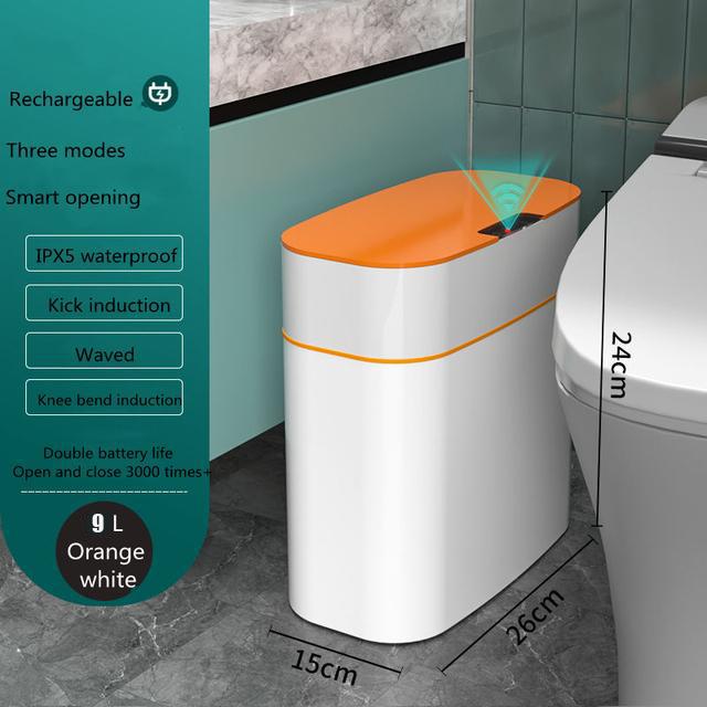Intelligenter Mülleimer für Haushalt, Schlafzimmer, Netz, roter Mülleimer mit Deckel, für Badezimmer, Deodorant, Schlafzimmer, Wohnzimmer, rissiger Mülleimer 9 L