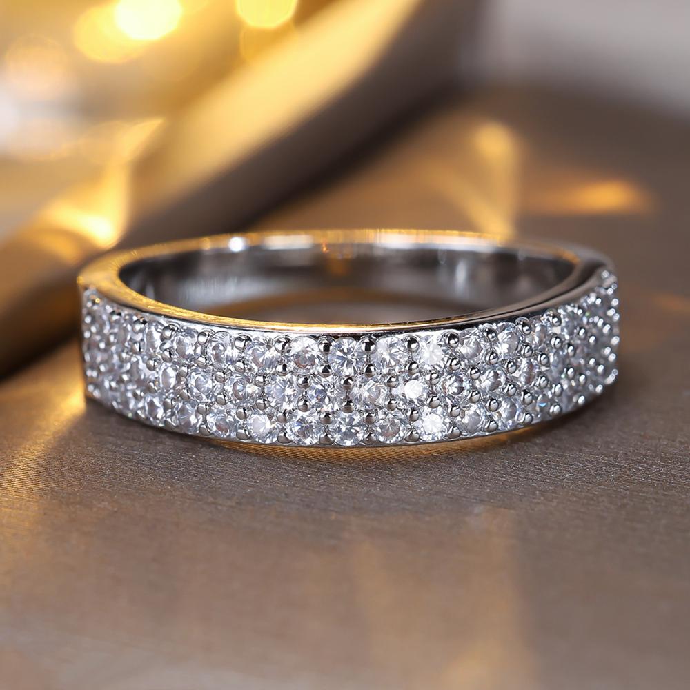 Glänzender weißer Zirkonring für Frauen, Roségold, Ehering, Schmuck, Verlobungsringe für Mädchen 6 silber