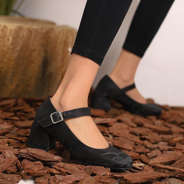 Übergröße 44 45 46, Damenschuhe, neue Pumps mit runder Spitze, High Heels für Damen, Arbeitsschuhe, Pumps für Damen, klobige Absätze 44 schwarz