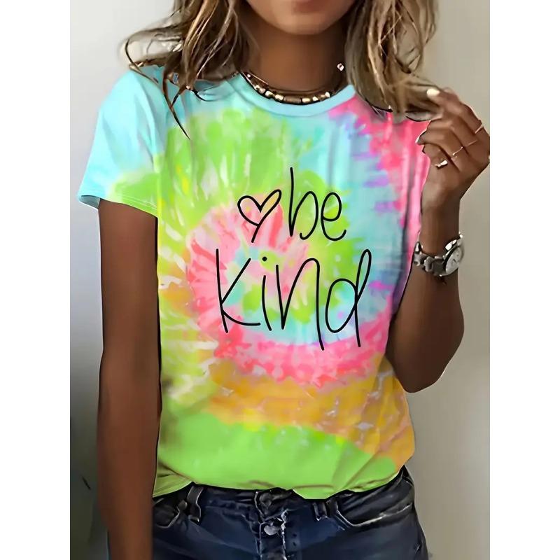 2025 Neue Mode Damen Kurzarm T-Shirt Rest Locker Personalisiert Bedruckt Sommer Rundhals Oberteil M