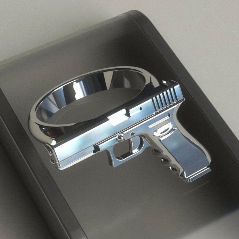 Neuer Gothic personalisierter Vintage-Schmuck Pistolenring Punk Desert Eagle Frauen männlicher Ring Schmuck Größe 6-13 7