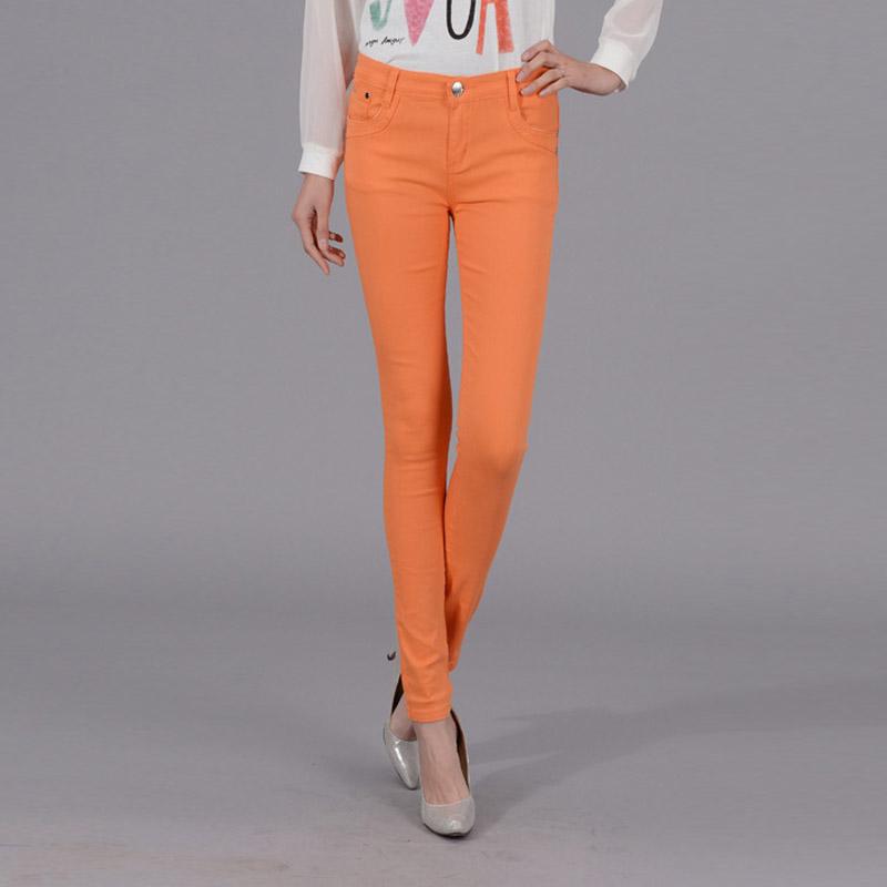 Frauen Damen Bleistift Hosen Sommer Taschen Taste Dünne Waden Länge Hosen Casual Stretch Hose Plus Größe Weibliche Hosen M orange