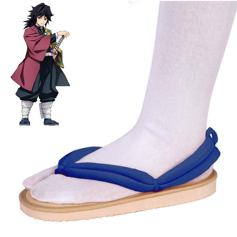 Anime Demon Slayer Cosplay Schuhe Kimetsu No Yaiba Kamado Tanjirou Clogs Sandalen Kamado Nezuko Geta Kochou Shinobu Flip Flops 36-37 blau