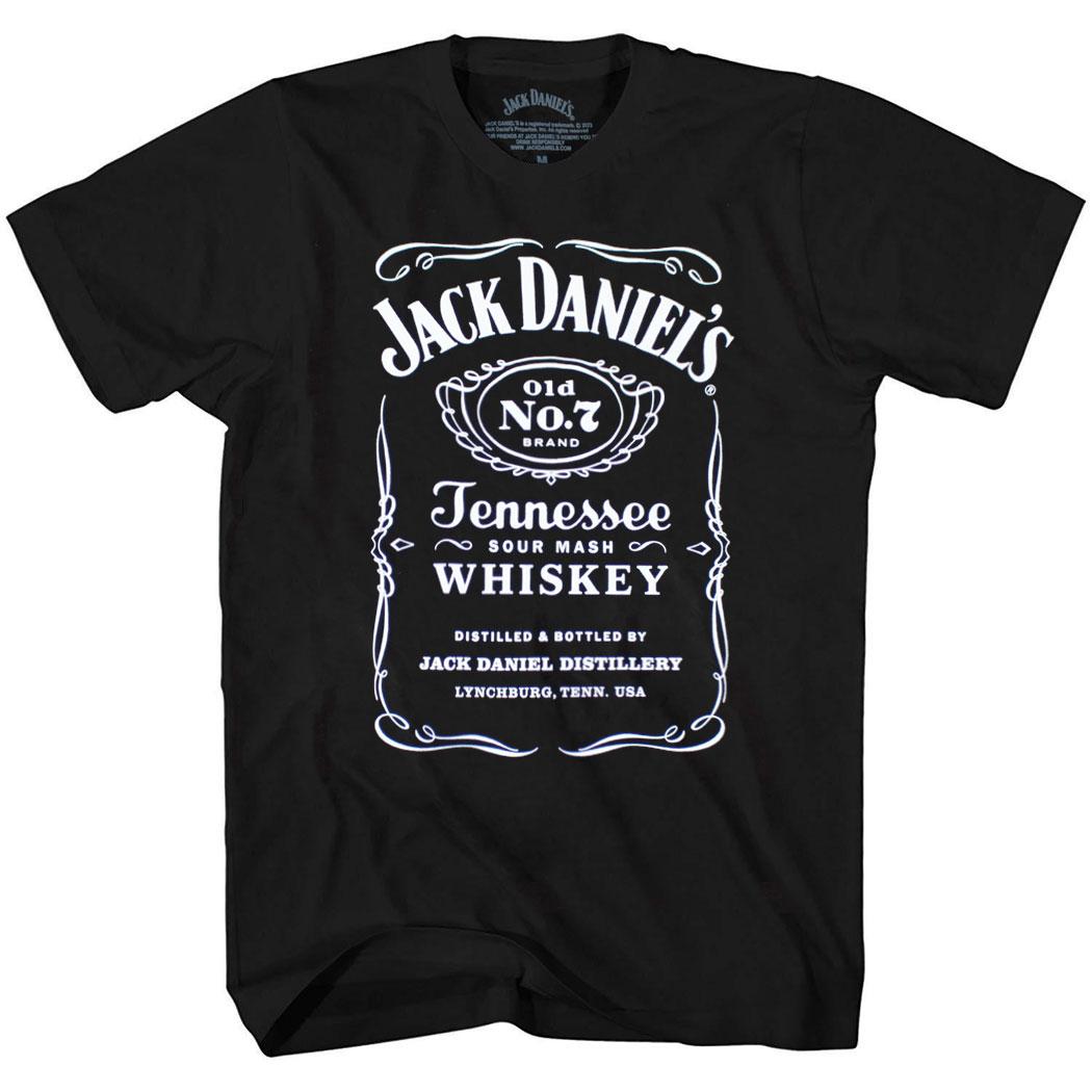 Jack Daniels Whiskey Old No. 7 Tennessee Label T-Shirt für Erwachsene M