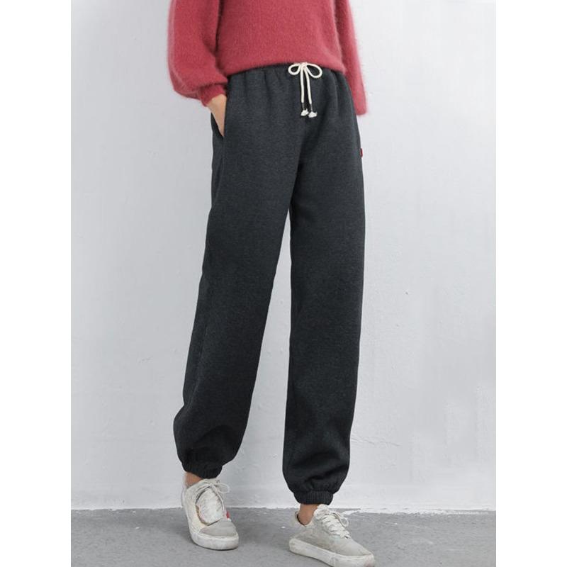 Frauen Winter Warme Leggings Dicke Hose Warme Fleece Plus Größe Lange Verdicken Hosen Mode Lässig Soild Farbe Leggings S schwarz