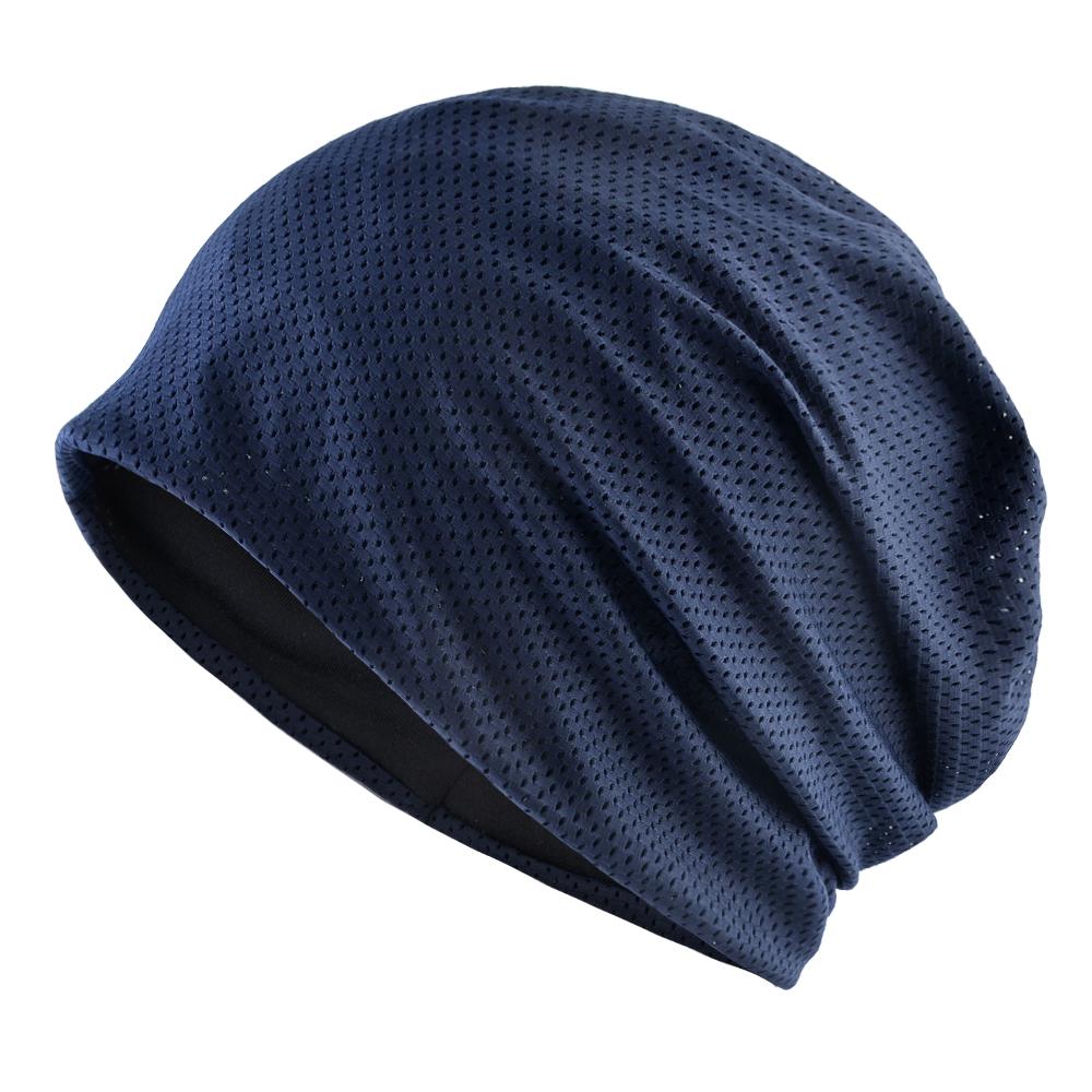 Atmungsaktive Mützen Frühling Outdoor Freizeit Beanie Mützen Damen Sommer Netz Dünne Mütze Hüte Einfarbige Mode Weiche Mütze Herren KTB 57-60cm blau