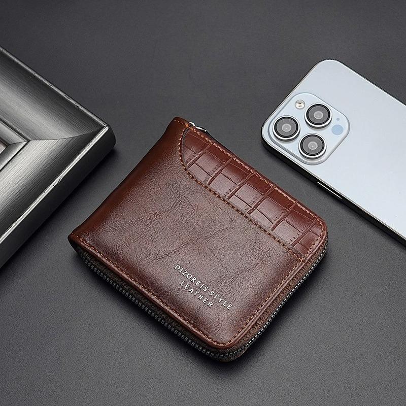 Luxus Herren Geldbörse Leder Herren Geldbörse Männlich 3 Faltig Reißverschluss Geldklammer Kartenfächer mit Münzfach RFID Geldbörsen Geschenke für Männer Geldbeutel