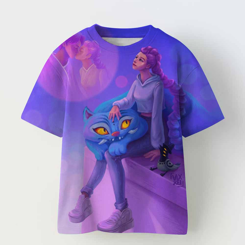 Kpop Dämonenjäger Kinderbekleidung Kurzarm T-Shirt Niedliches Kpop Dämonenjäger T-Shirt Harajuku T-Shirt für Jungen Mädchen children110 blue