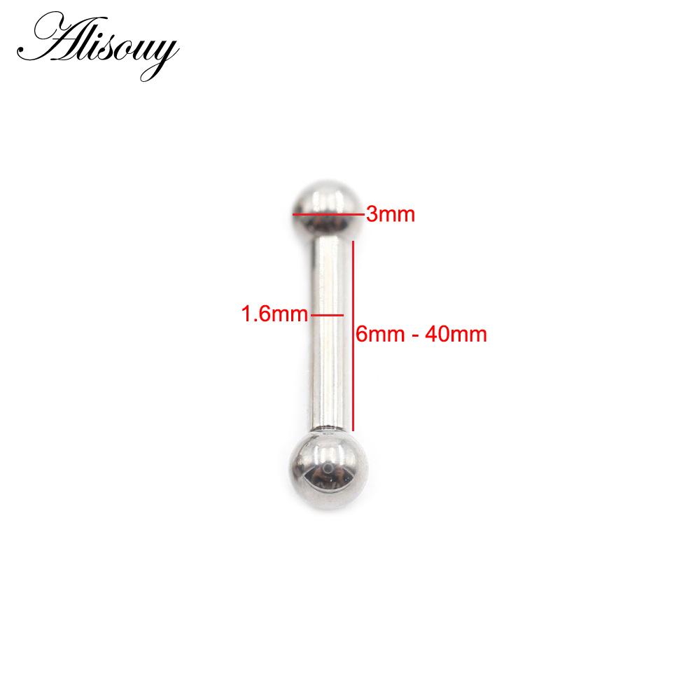 Alisouy 1PC G23 Titan Innengewinde Kugel Piercing Gerade Lange Industrial Barbell Zungenring Ohr Tragus Helix Ohrstecker #1 1.6*6mm