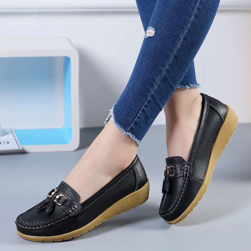 Neue Damenschuhe Keilabsätze Dicke Sohle Mutter Schuhe Freizeitschuhe Krankenschwester Schuhe Füße Bedecken Damenschuhe 44 schwarz