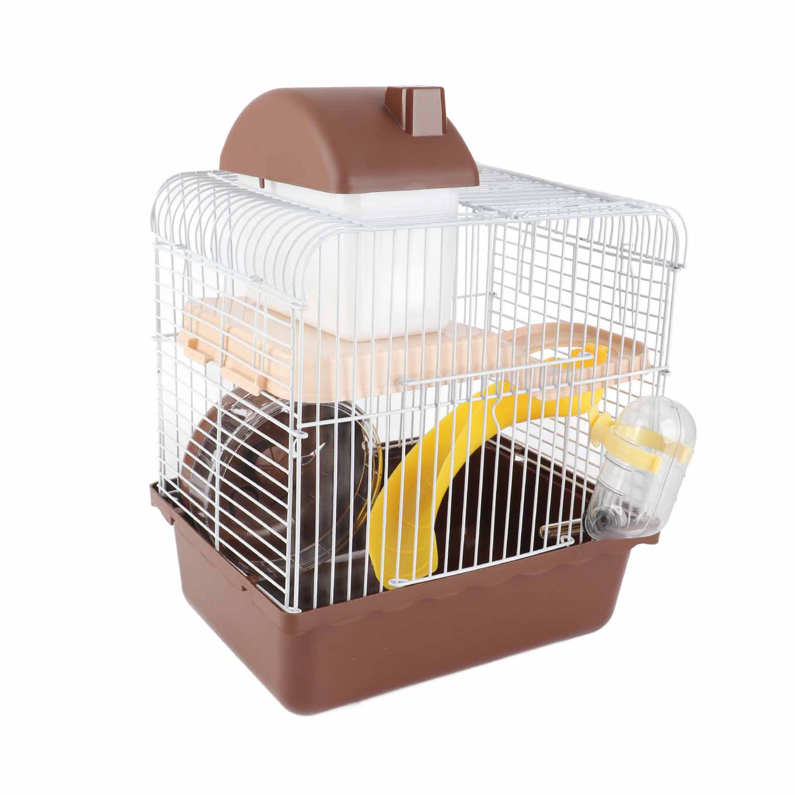 2-stöckiger Hamsterkäfig, großer Raum, hohes Chassis-Design, Hamster-Lebensraumkäfig für Haustier-Hamster, klein kaffeebraun