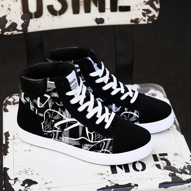 Mode Herrenschuhe Neue Herren Freizeitschuhe High Top Sneaker Herren Vulkanisierte Schuhe Plateausneaker Qualität Herren Sneaker Masculinas 10 schwarz