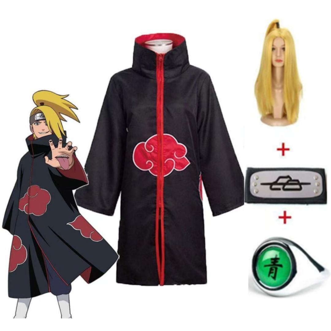 Uzumaki Akatsuki Cosplay Jungen Mädchen Uzumaki Jacke Hose Stirnband Perücke Requisiten Kind Uniform Kunai Halloween Kostüm S gelb