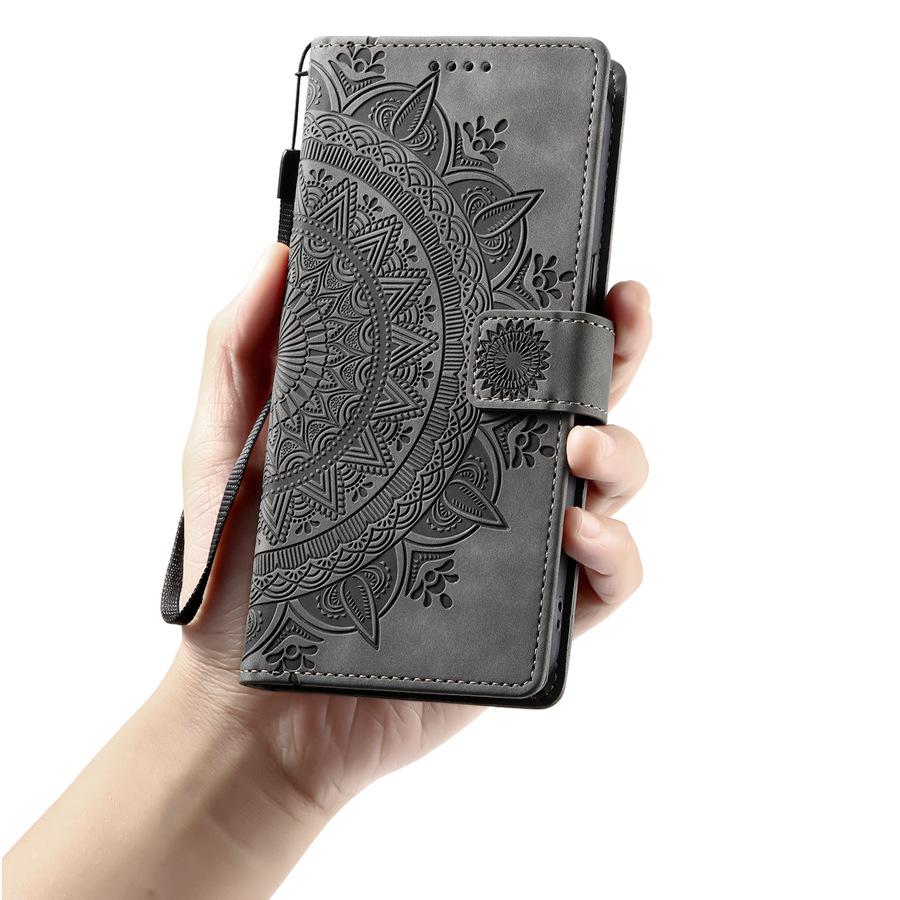 Brieftaschen-Handyhüllen mit Kartenhalter + Fotorahmen Kompatibel mit iPhone 17 16 15 14 13 12 Samsung Galaxy S25 S24 S23 A56 A55 A54 Ständer Klapphülle Samsung S25 Edge grau