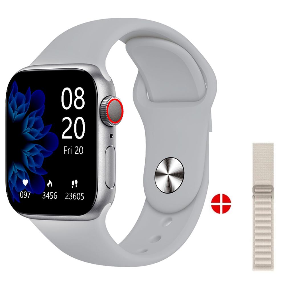 YurKem IWO Serie 7 Smartwatch, kabelloses Aufladen, wasserdicht, Herzfrequenz, für Männer und Frauen, Sport-Fitness-Tracker, Smartwatch farbe: silber sand