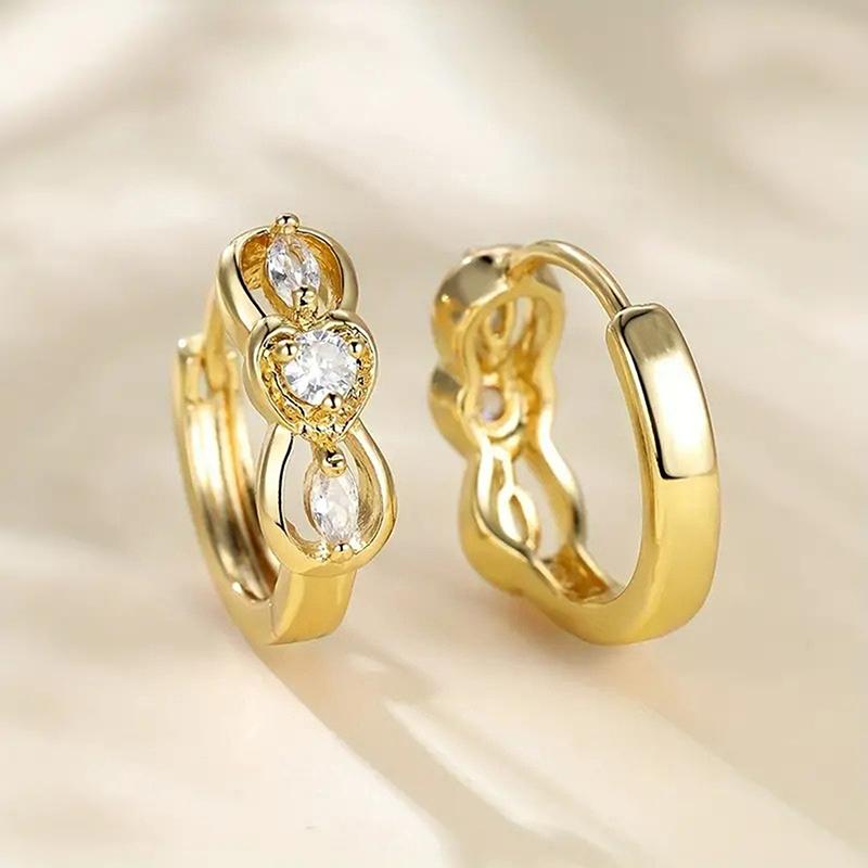 Huitan Goldfarbene Creolen Neu Designte Damen Ohrringe Ohrringe mit rundem/Markise Zirkonia Temperament Schmuck beige
