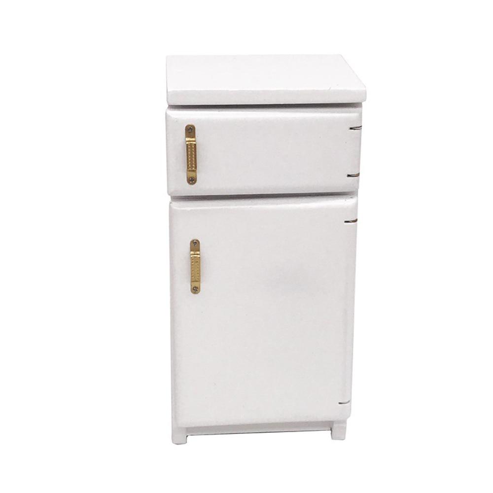 1:12 Mini-Puppenhaus-Möbelzubehör, Miniatur-Küche, weißer Kühlschrank, 2-türiger Kühlschrank, Wohnzimmer, Rollenspiel-Spielzeug