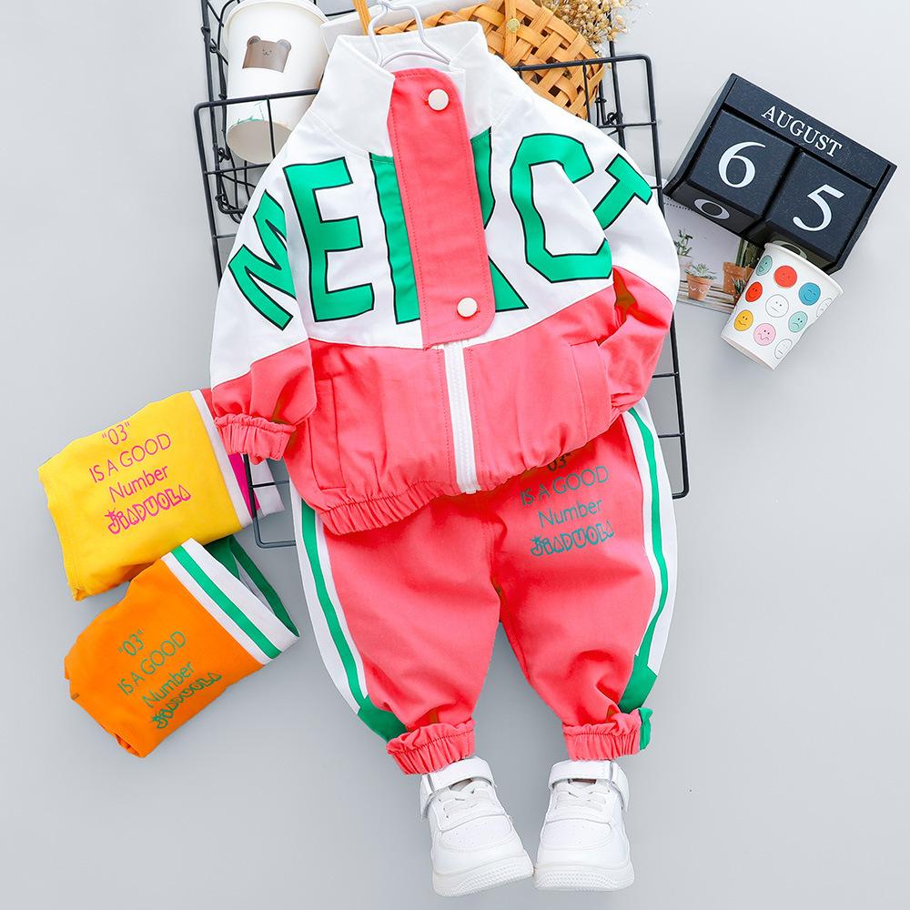 Mode Frühling Herbst Baby Mädchen Kleidung Kinder Jungen Casual Brief Jacke Hosen Zwei Pcs Set Kleinkind Baumwolle Kostüm Kinder Trainingsanzüge 80cm rot