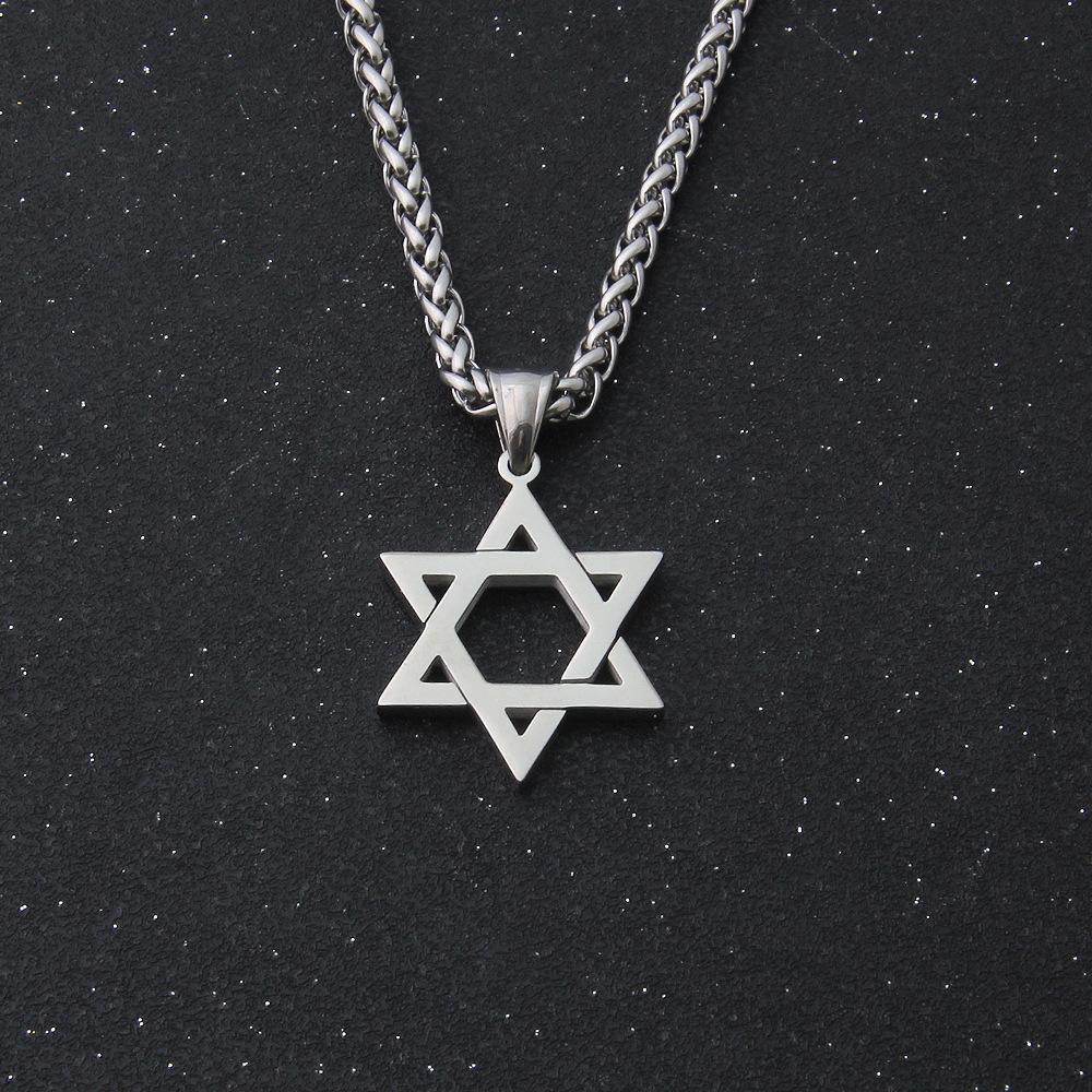 Davidstern Anhänger Halskette Edelstahl Israel Jüdisch Davidsstern Halskette black