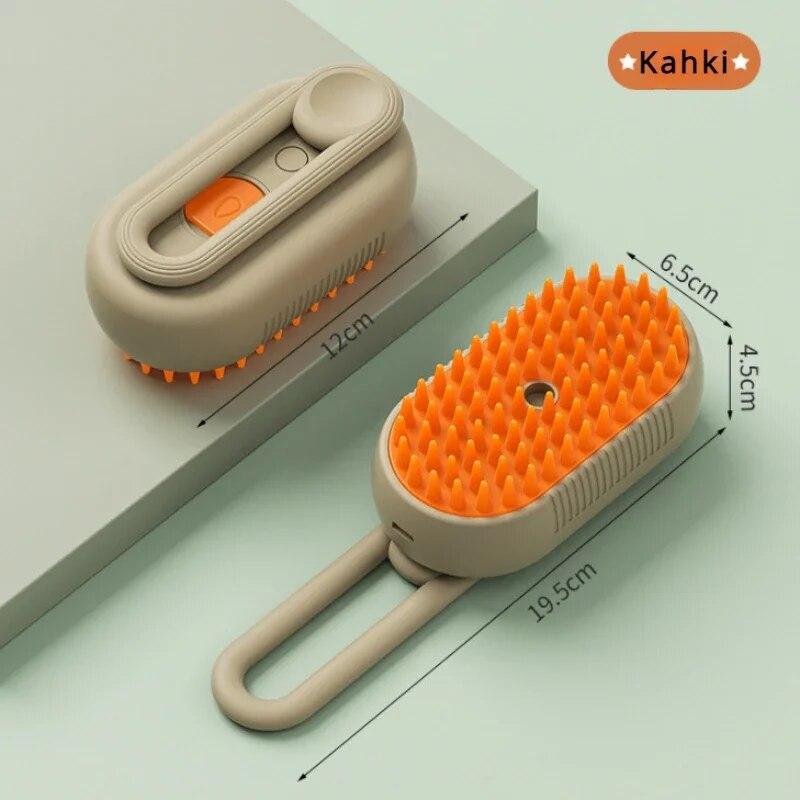 Massagekamm für Haustiere, elektrischer Dampfspray-Haarentfernungskamm, Fellpflege für Haustiere, Anti-Fliegende Haarspraybürste für Hunde und Katzen gelb