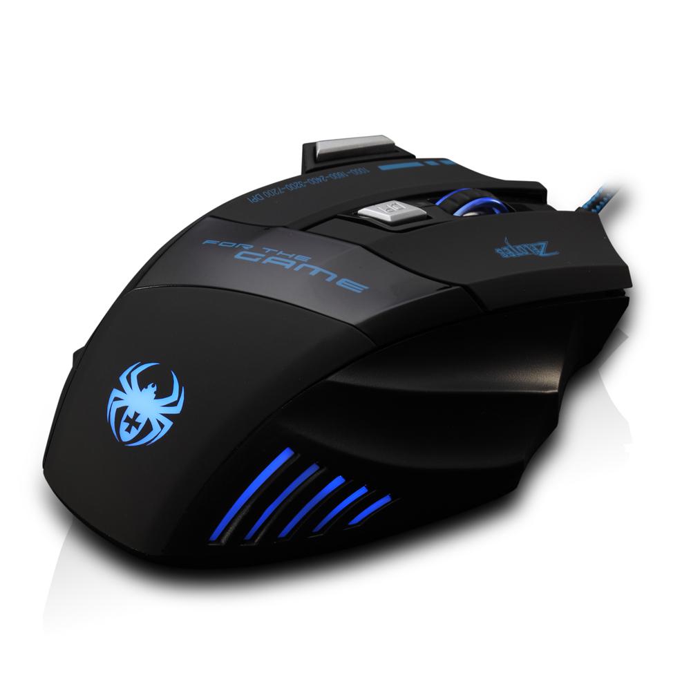 ZELOTES T-80 Gaming-Maus, 7200 DPI, Hintergrundbeleuchtung, mehrfarbige LED, optisch, 7 Tasten, Gamer-Maus, USB, kabelgebunden