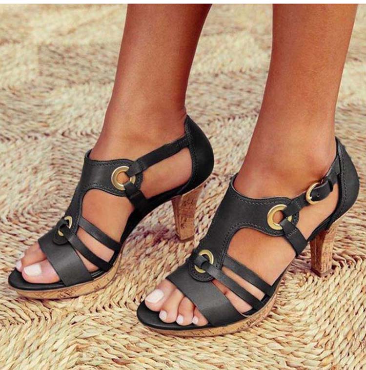 Frauen Sandalen Sommer Römischen Frau Schuhe Hohe Ferse Retro Böhmen Schuhe Weibliche Bequeme Sandalen Damen Casual Schuhe 40 schwarz