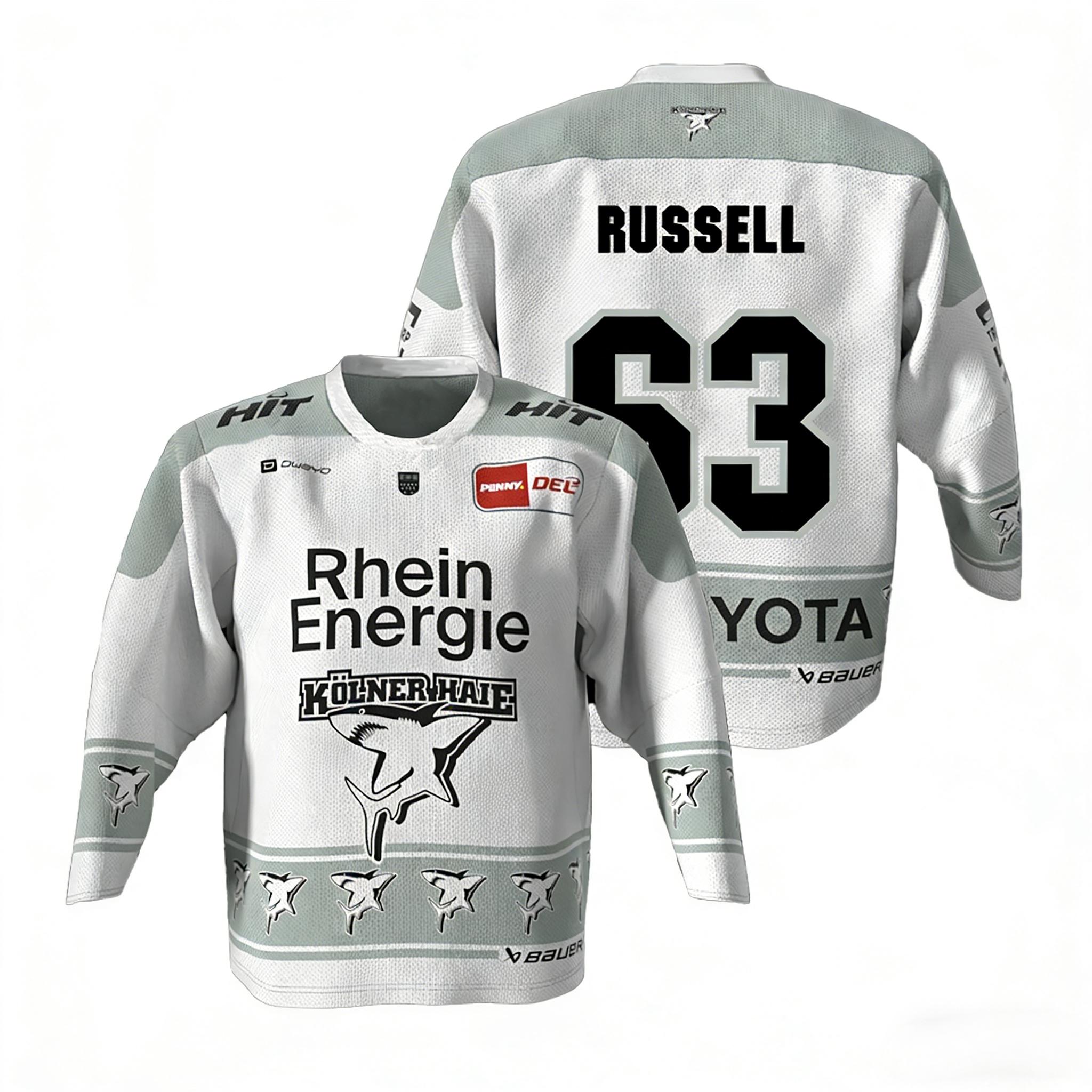Herren Eltern-Kind Deutsches Eishockey Trikot Bedruckt Rundhals Langarm T-Shirt M gray