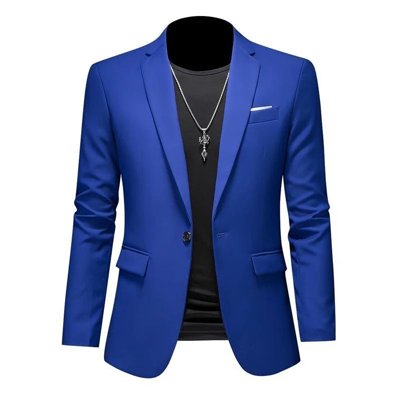 Boutique Fashion Solid Color High-End-Marke Casual Business Herren Blazer Bräutigam Hochzeitskleid Blazer für Männer Anzug Tops Jacke Mantel 4XL königsblau