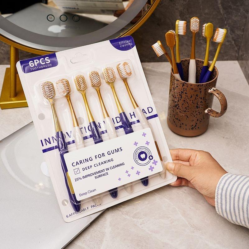 6 Teile/satz Breiten Kopf Zahnbürste Haushalt Unisex Erwachsene Weichen Borsten Zähne Reinigung Zahnbürste Dental Mundpflege 6pcs
