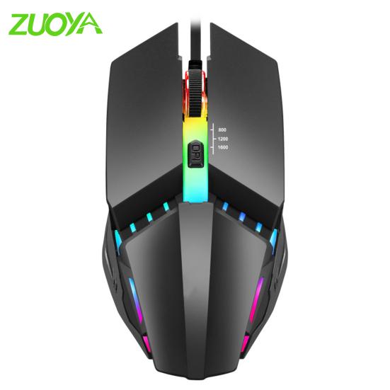 ZUOYA K3 Kabelgebundene Maus, USB-betrieben, bunte Beleuchtung, optische Engine, hochempfindliche Gaming-Maus für E-Sport schwarz