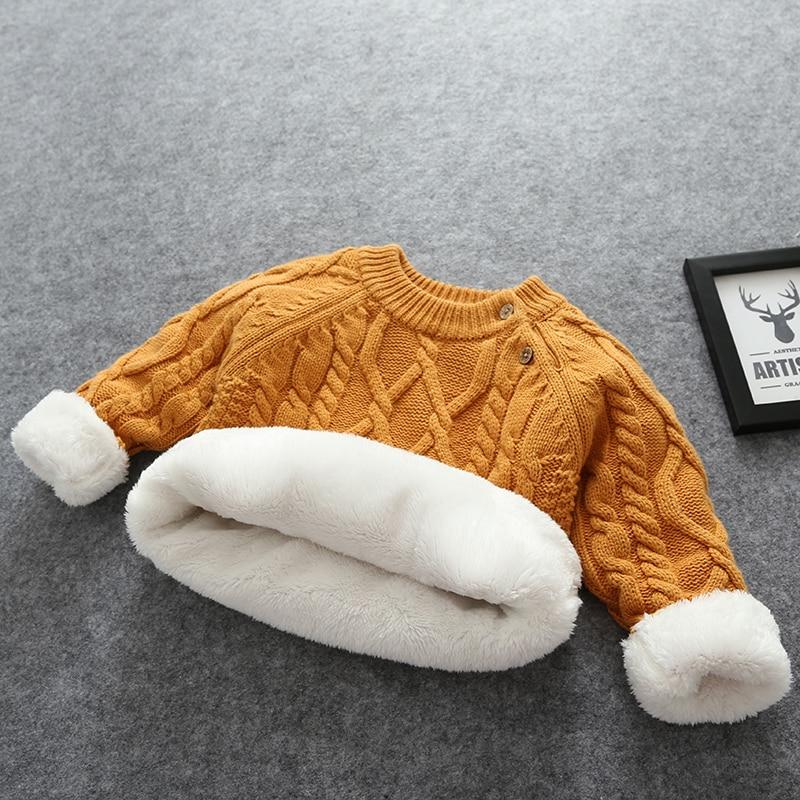 Herbst Winter Kinder Baby Jungen Mädchen Pullover Cartoon Wolle Pullover Kleinkind Kinder Warme Pullover Mantel Strickjacke Verdicken Oberbekleidung 100cm orange